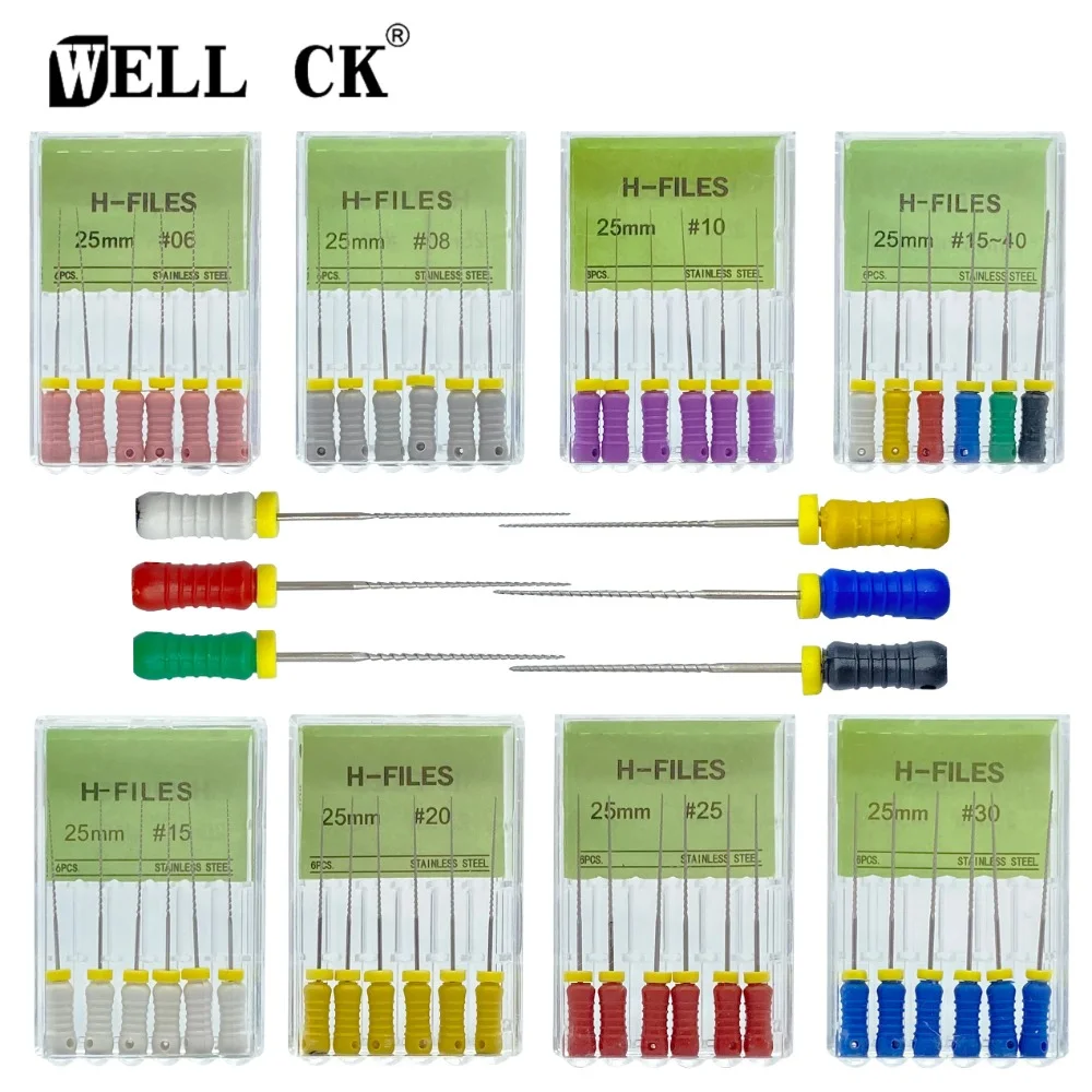 1 caja Root Cannal Endo H File 21mm 25mm 31mm herramientas dentales instrumentos de Endodoncia de acero inoxidable dentista odontología