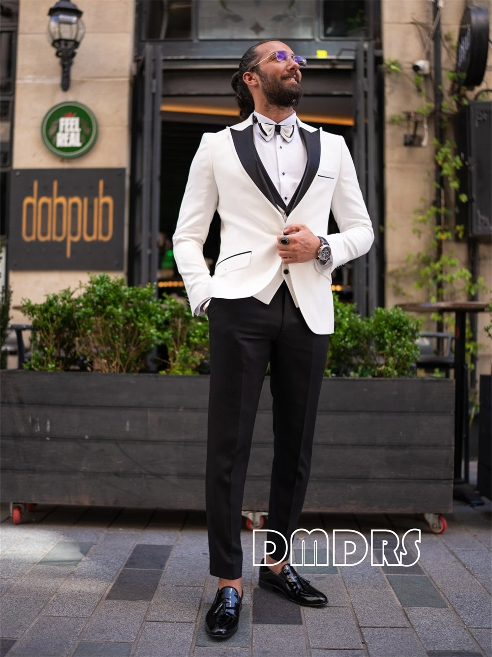 Groom Wedding Suits from XXS-7XL, Plus Size 3 Pieces Black White Suit, Dinner Formal Occasion Tuxedo Jacket Blazer Vest Pants