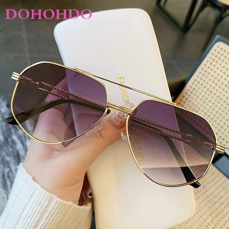 

Classic Twin Bridge Metal Pilot Women's Sunglasses Luxury Designer Punk Men Sunglass Outdoor Driving Shade Eyewear Unisex UV400
