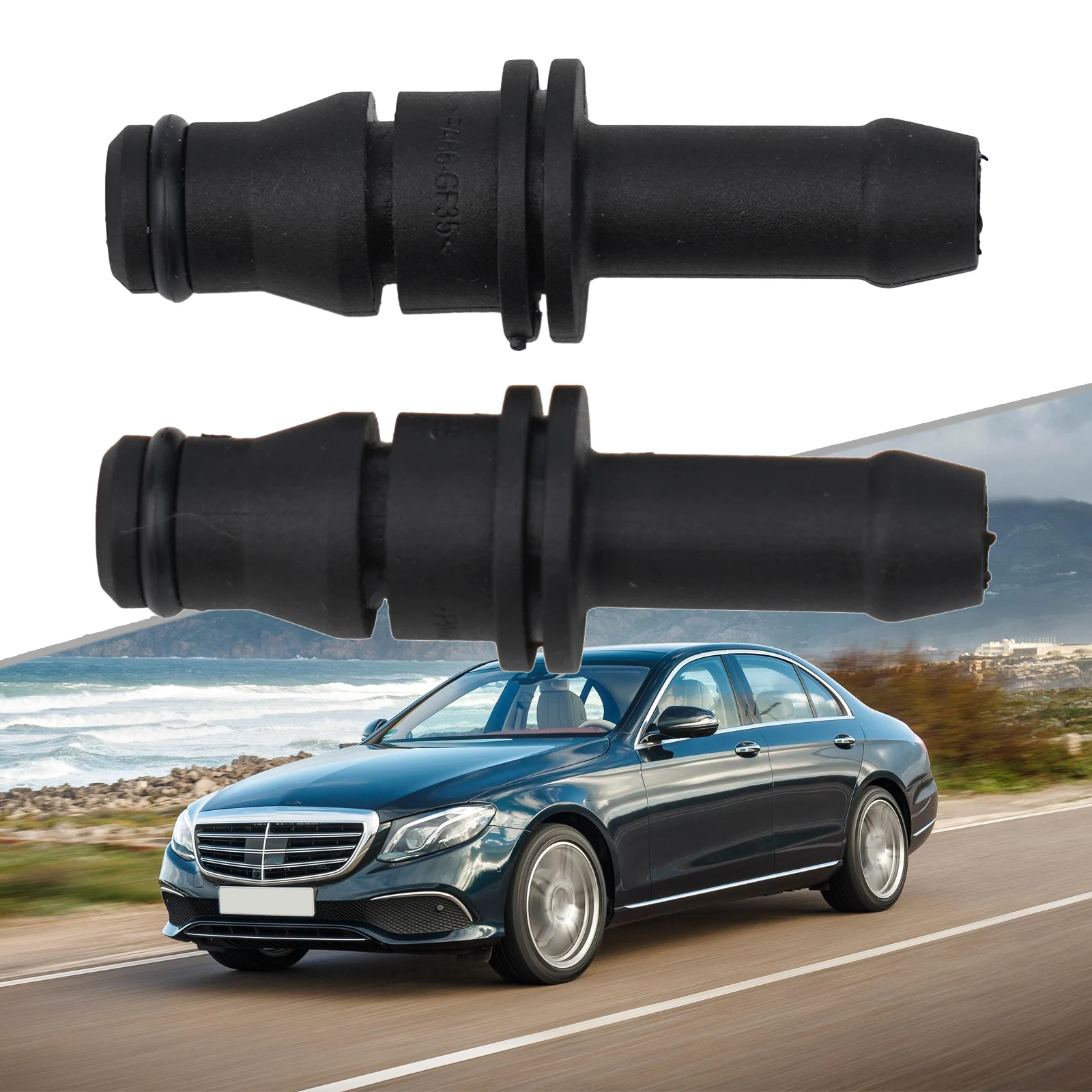 2x Car Expansion Tank Coolant Hose Connector For Mercedes C230 2002-2005 0039970689 A0039970689 Replacement Automobiles Parts