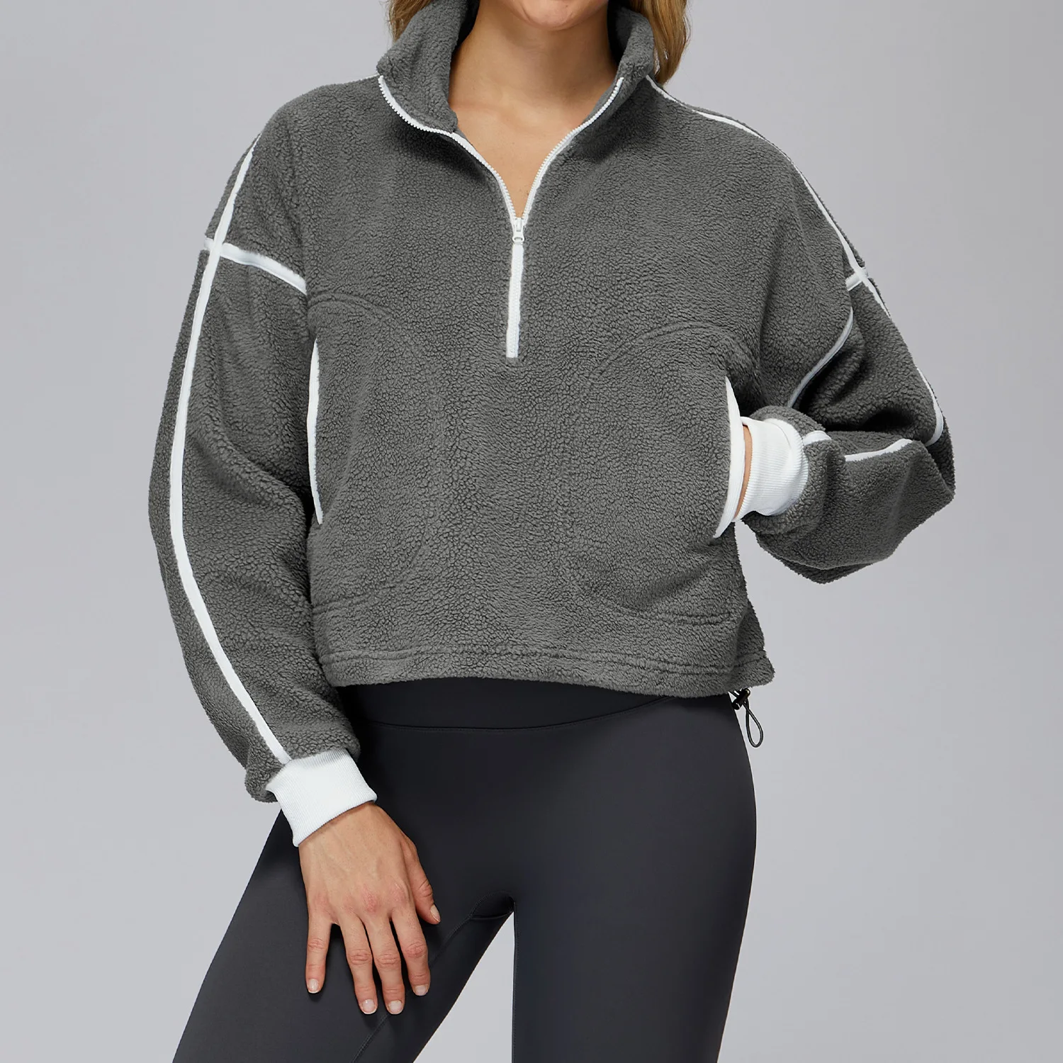 Autumn and winter women's jacket stand-up collar windproof and warm fleece jacket running fleece sports jacket