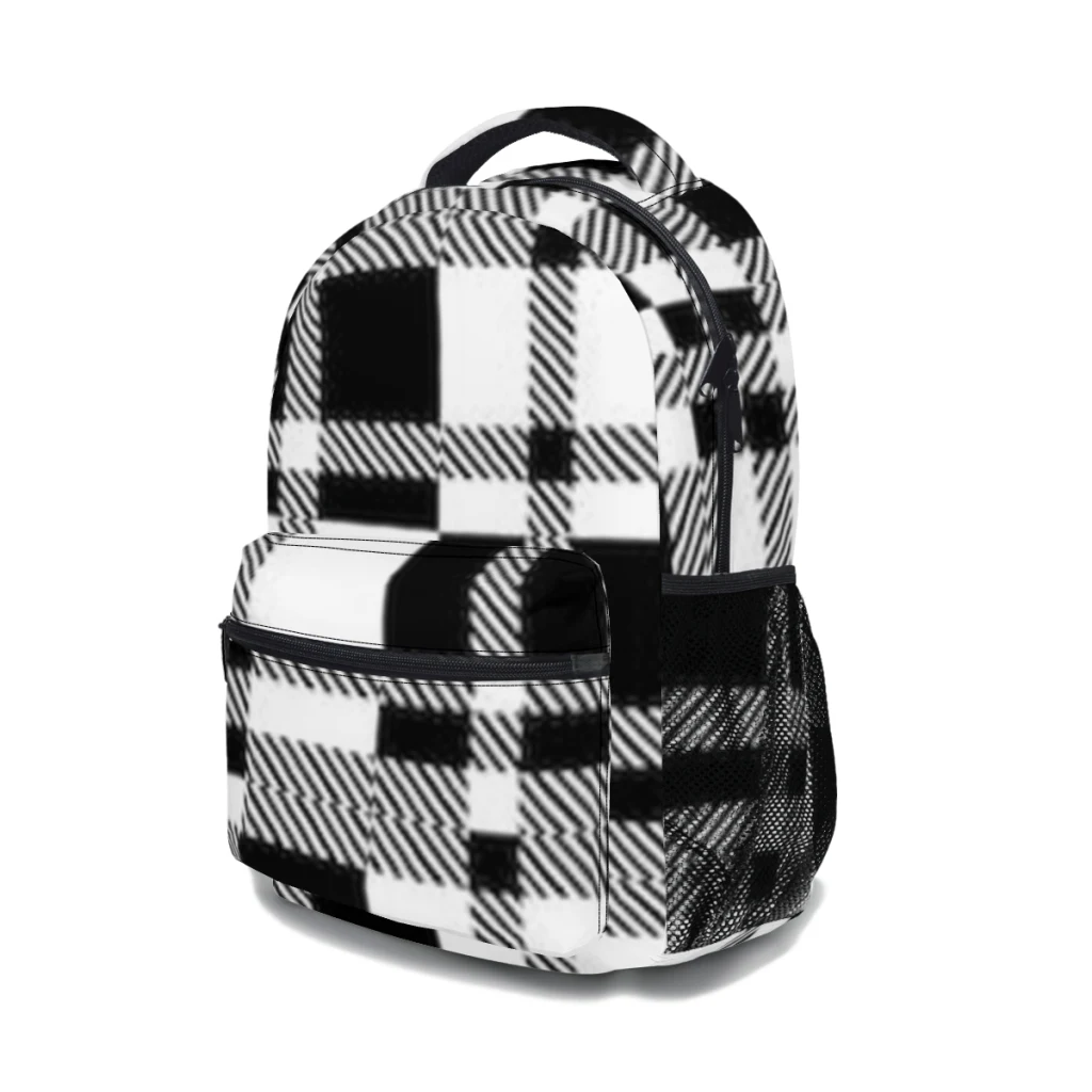 Mochila Check elegante, grande capacidade, bolsa de livros na moda, bolsos múltiplos, ajustável 17 Polegada, novo