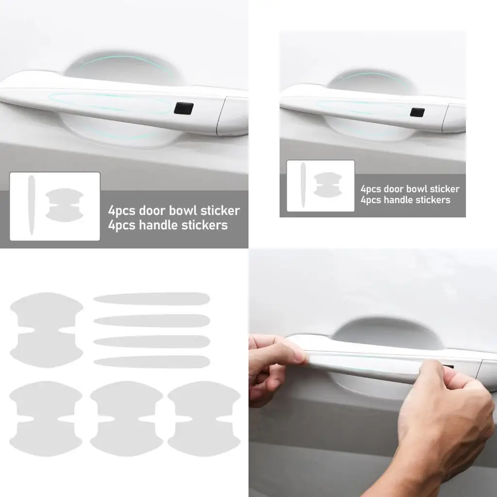 

31BC 8PCS Auto Door Handle Guard Clear Protective Cover Prevents Paint Damage For Car