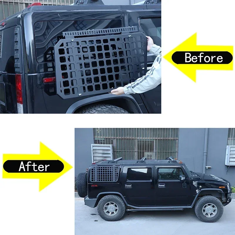 For Hummer H2 2003-2009 Aluminum Alloy black car trunk outside multi-function luggage rack car exterior modification accessories