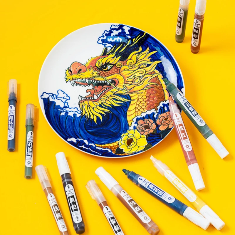 Stylos marqueurs sous-glaçure pour poterie, 12 couleurs, peinture DIY sur céramique bisque, pigment professionnel, outil de dessin, fournitures d'artisanat de poterie