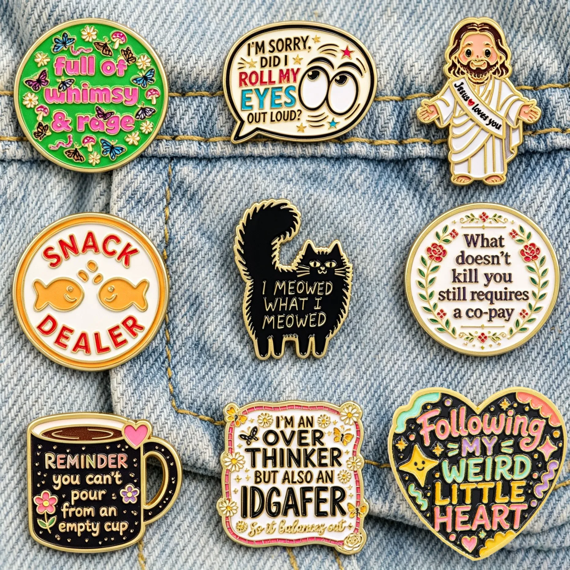Humorous Quote Enamel Brooch Pins Funny Jesus Lapel Badge For Backpack Denim Jacket Decor Clothing Accessories