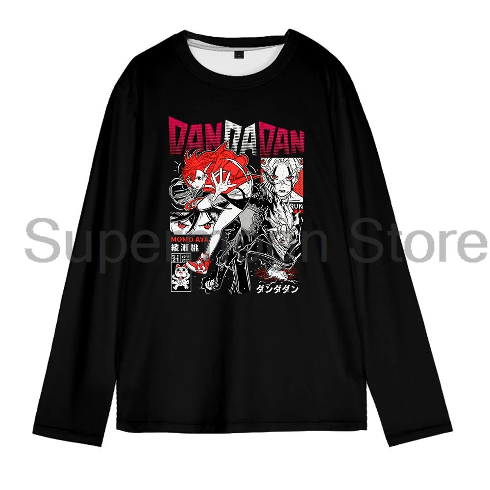 Dandadan Momo Ayase Anime Crewneck Long Sleeve T-shirt Kobiety Mężczyźni Outdoor Sportwear Harajuku Streetwear Gym Shirts