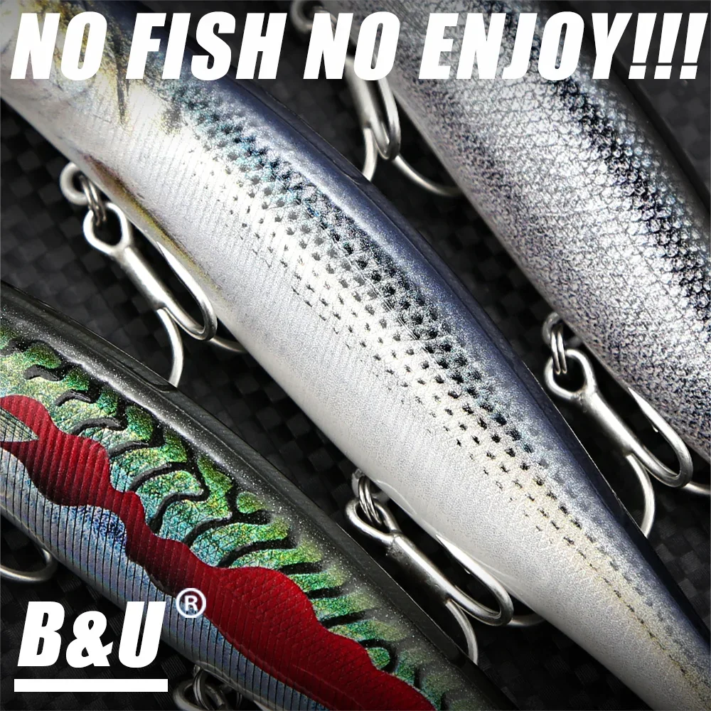 B&U 124 ミリメートルミノーハードルアーシーバスフローティングワブラーハードベイトジャーク釣りルアー重量転送ロングキャストフック