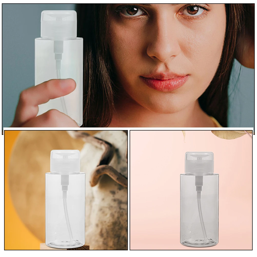 Distributeur de bouteilles à pompe rechargeable, 3 pièces, pour Lotion Toner, huile, conteneur de toilette de voyage, démaquillant, liquide, vernis à ongles transparent