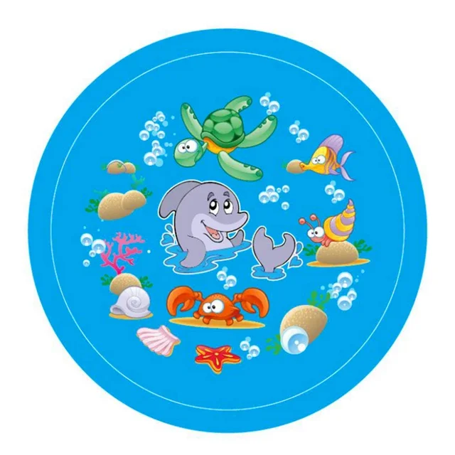 PVC Inflatable Water Spray Pad, Courtyard Water Play Pad, Blue Dolphin Pattern Water Sports Mat