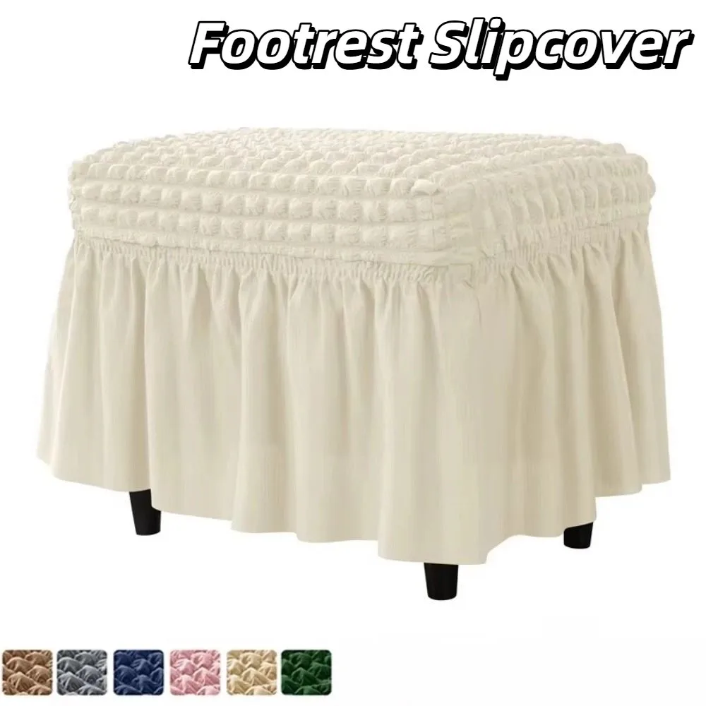 Decor Seat Universal Stool Cover Solid Color Elegant Ottoman Cover Soft Dust-proof Piano Bench Slipcover Dining Room