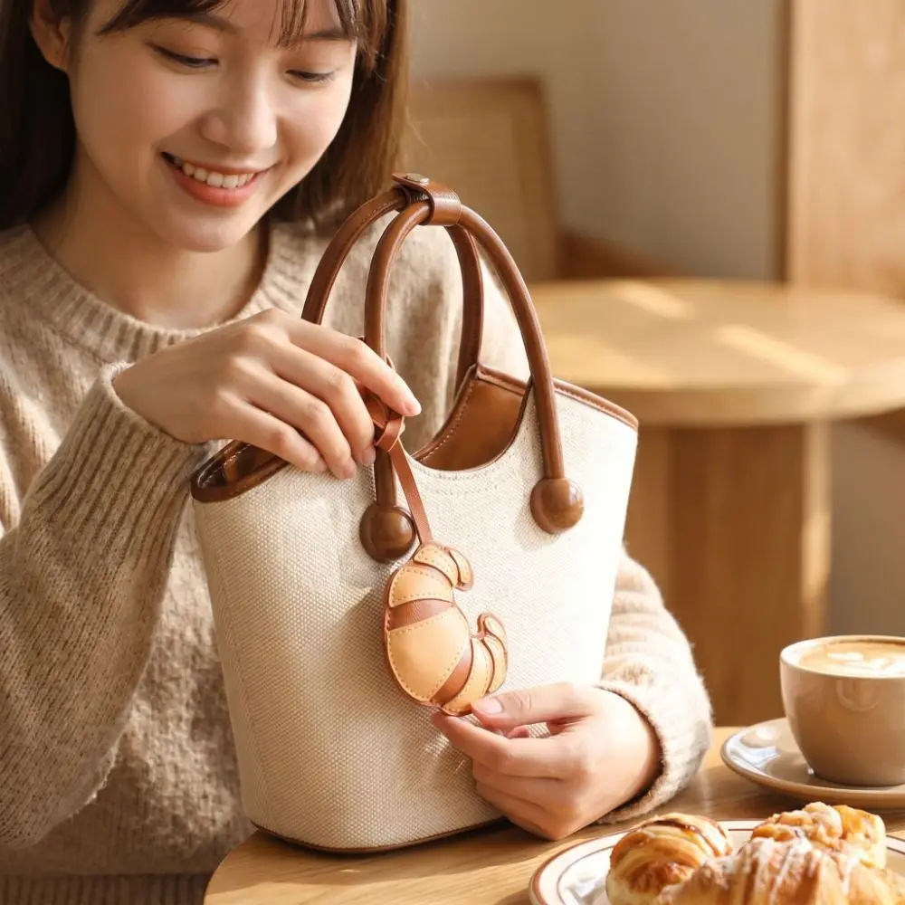 Multi-color Hanger Pu Leather Croissant Pendant Bread Shaped Ox Horn Bag Charm Fashion Creative Bag Decoration Bag Accessory