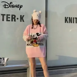 Disney Cartoon Mickey Mouse Y 2k Harajuku Sweater Youthful Woman Clothes Loose Korean Stylish New Cute Pullover Knitted Top Girl