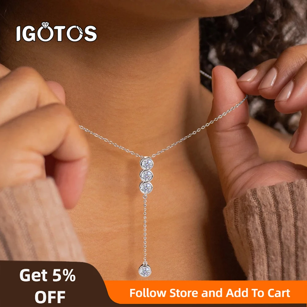 

3mm/5mm Bubble Full Moissanite Necklace for Women Elegant Sparkling Clavicle Chain 925 Sterling Silver Party Fine Jewelry Gifts