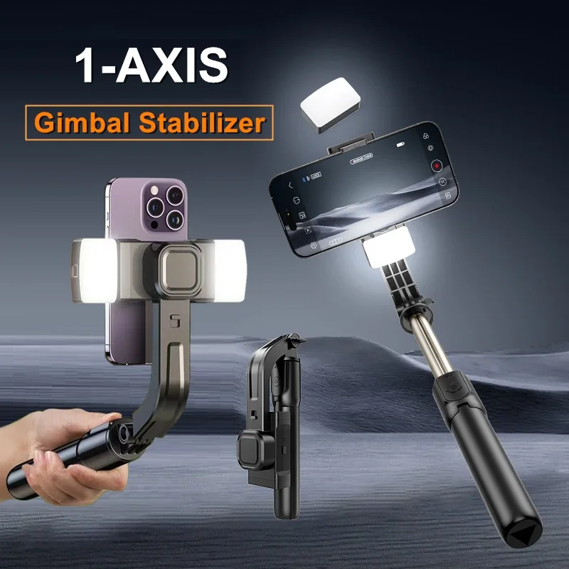 

Wireless Handheld Gimbal Stabilizer for Smartphone 1-Axis Selfie Stick Tripod Stand with Remote Control for iPhone Android Vlog