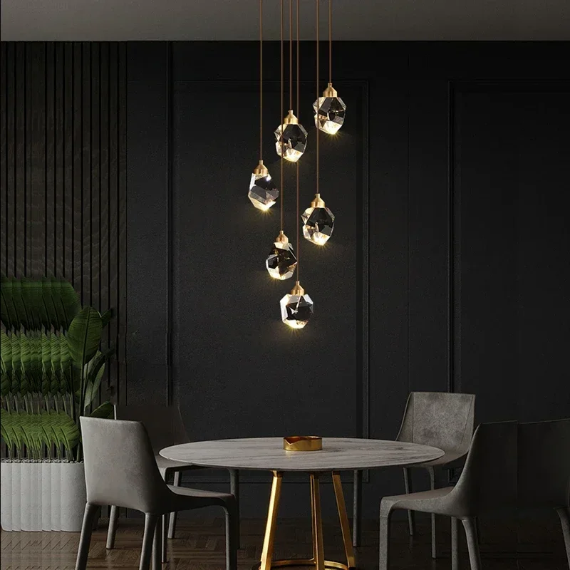 

LED Crystal Black Gold Copper Hanging Lamps Chandelier Lighting Lustre Suspension Luminaire Lampen For Dinning Room