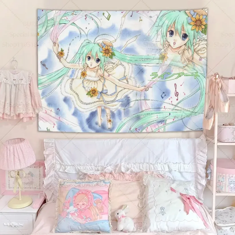 القلب الهزلي القديم فتاة القلب النمط الياباني لطيف معلق القماش طالب عنبر غرفة نوم جو الديكور صورة خلفية جلطة #5