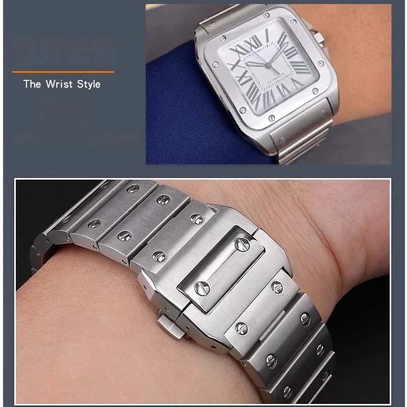 The Stainless Steel Bracelet Replaces Sandos Santos 100 Series Special Flat Straight Stainless Steel Watch Strap Sith 20/23mm