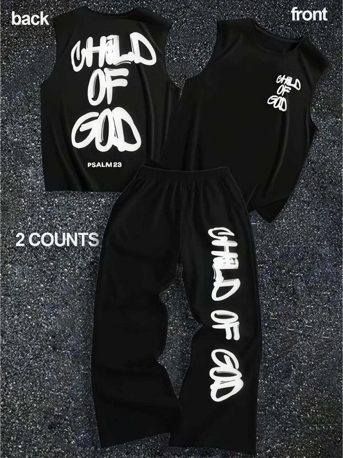 

Men's American-Style Graffiti Letter Tank Top and Bell-Bottom Pants Set – Versatile Casual Cross-Border Men's Two-Piece Set
