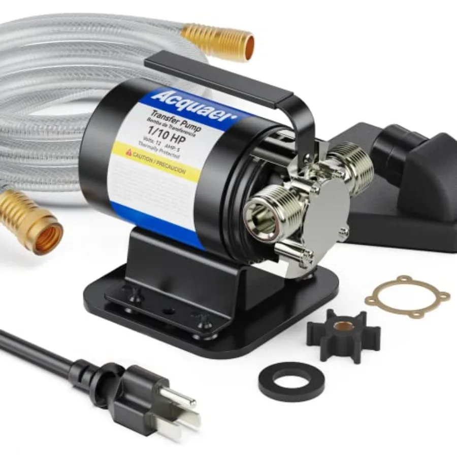

Portable Electric Water Transfer Pump 115V 1/10 HP with Suction Hose Kit for Water Beds Pools Rain Barrels Aquariums - Compact