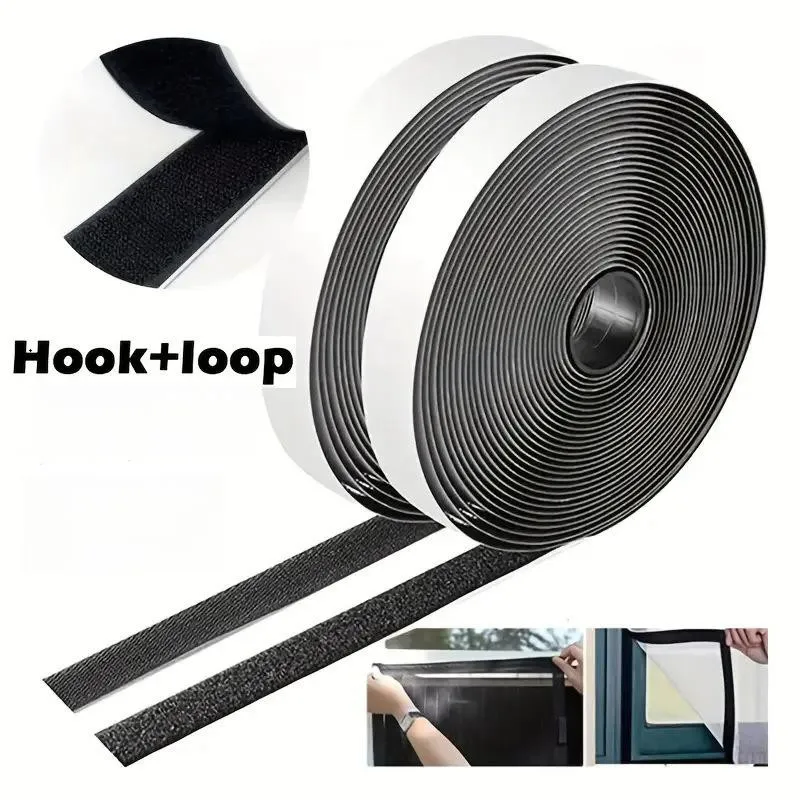 1M Self-adhesive Fastener Tape Hook and Loop Nylon Sticker Adhesive With Strong Glue Tape  for Mat Carpet Anti Slip Cable Ties