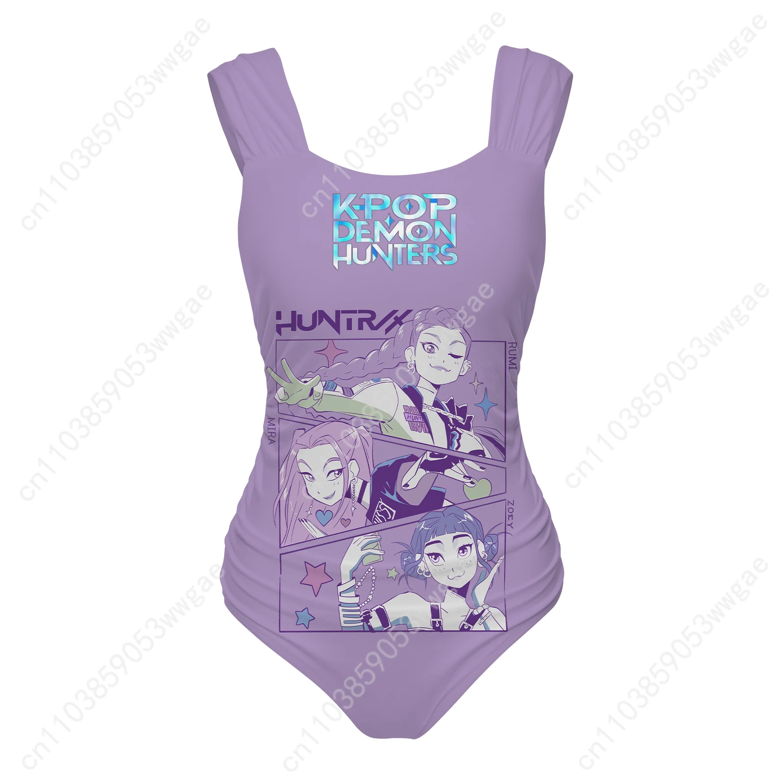 KPop Demon Hunters-bañador de una pieza con tirantes anchos para mujer, traje de baño personalizado, Bikini Sexy para playa, ropa de playa personalizada