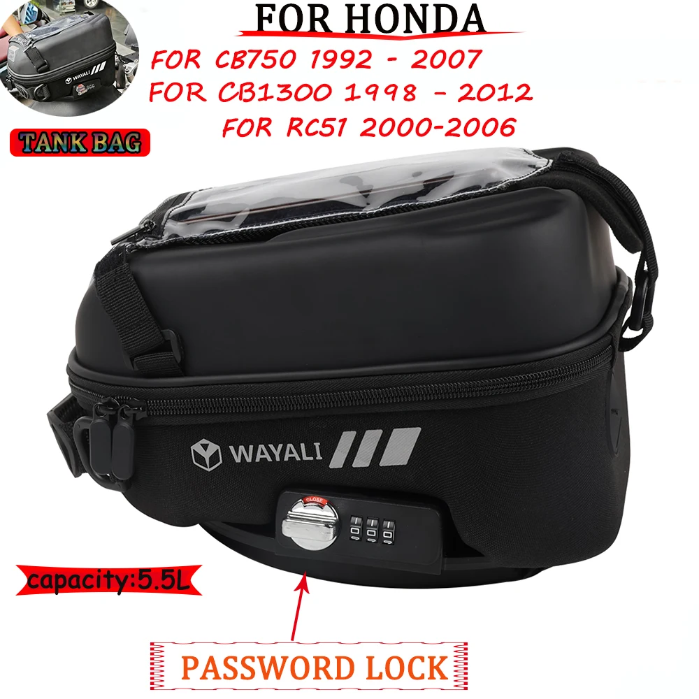 

Motorcycle Waterproof Tank Bag For Honda CB750 CB1300 CB 750 1300 F RC51 RVT1000R RVT 1000 R PASSWORD LOCK Backpack Portable