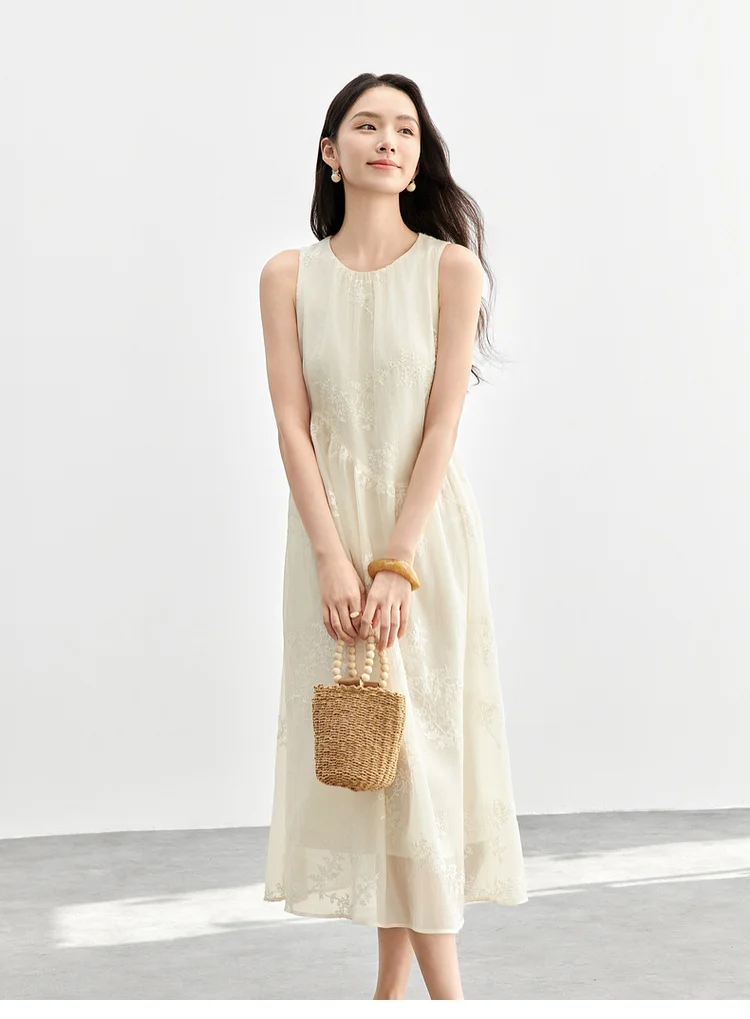 SENTUBILA Damen Sommerkleid 2026 Elegantes Damen-Sommerkleid mit Stickerei Ärmellos Urlaubskleid Langes Kleid für Frauen 151L58207 – Detail 22