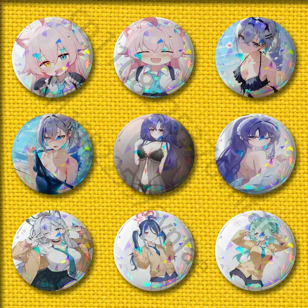 

Blue A-Archive Hoshino Badges 75mm 25mm 44mm 32mm 58mm Round Pin Brooch Souvenir Clothes Cosplay Gift Accessories