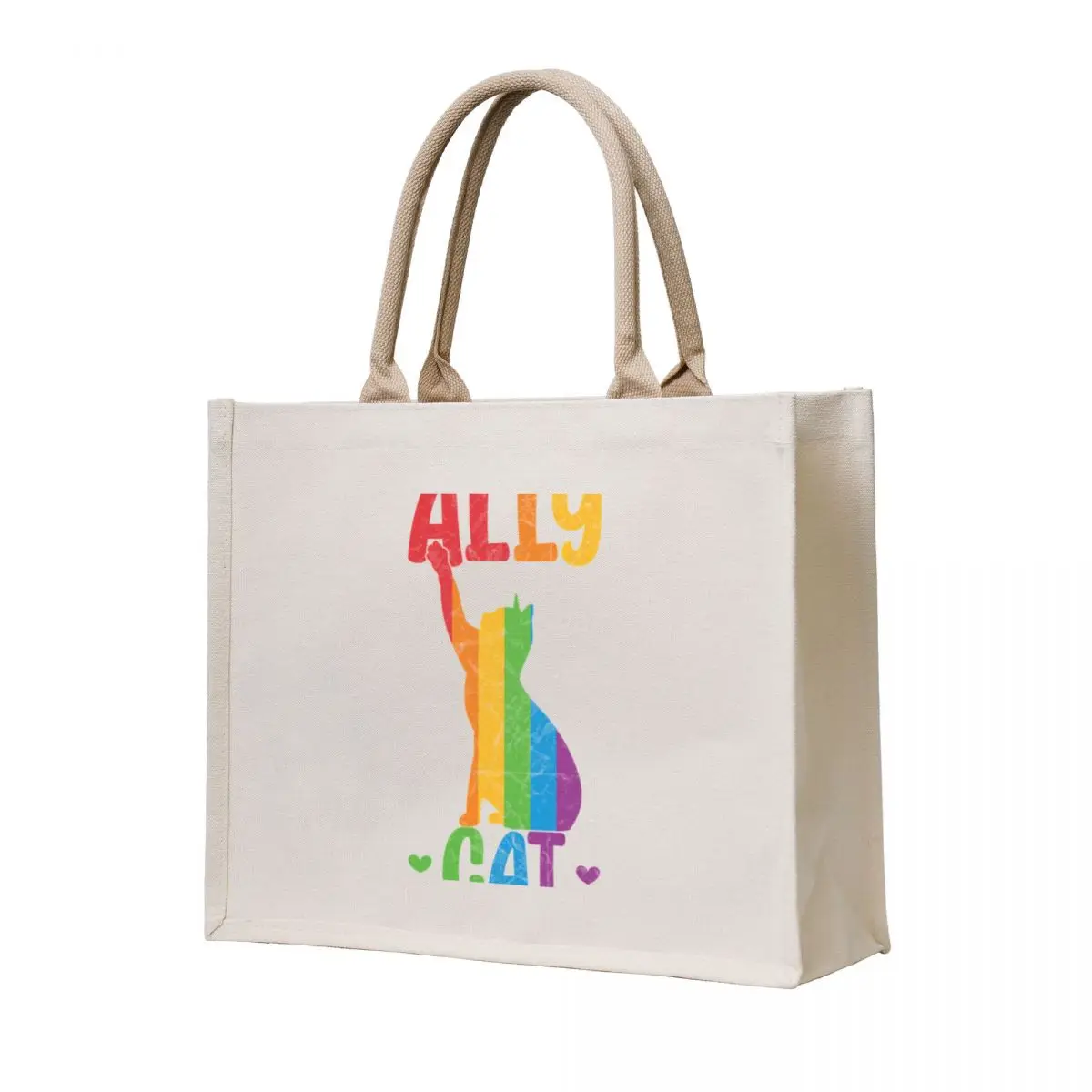 

Ally cat LGBT Cat In Rainbow Ally Pride Flag Tote Bag Eco bag shopper bags for women canvas tote bag canvas tote bags