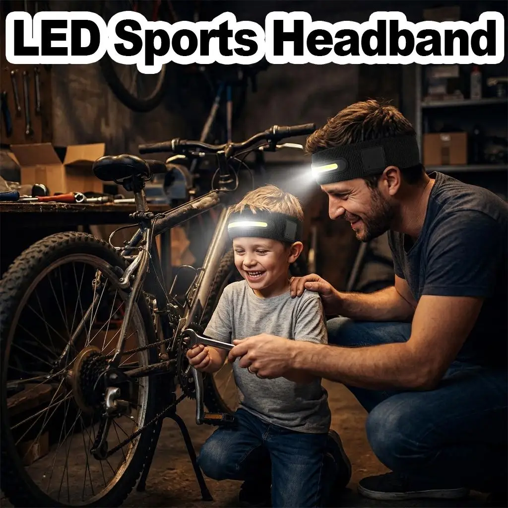 

Rechargeable Headscarf Comfortable Headbands Led Lighting Black Cotton Elastic Adjustable Non Slip Usb Gift Home Art Deco Led