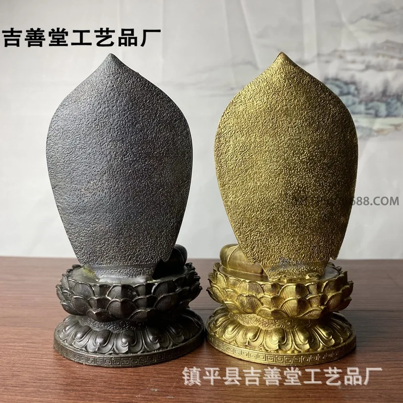 Ornament, Antique-Style Alloy Backlit Buddha Statue, Vintage Home Desktop Decoration Guanyin Buddh
