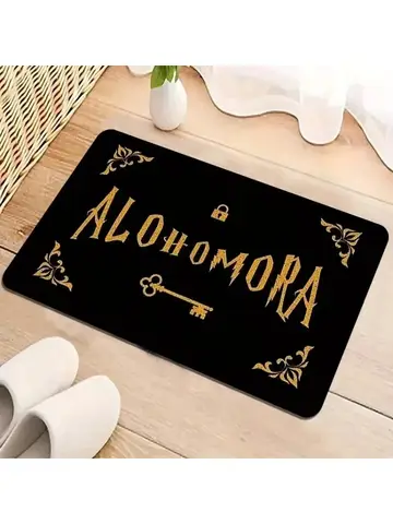 Alohomora Magic Key Welcome Mat Non-Slip Flannel Machine Washable Versatile for Living Room Bedroom Bathroom Home Decor Rug