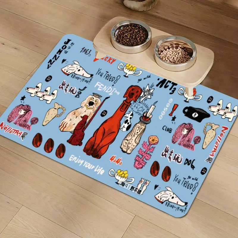 

VIKAM Cartoon Printed Diatom Mud Rug Water Absorbent, Anti-Slip Pet Cat and Dog Mat Sleep Mat Pet Area Floor Mat Home Decoration