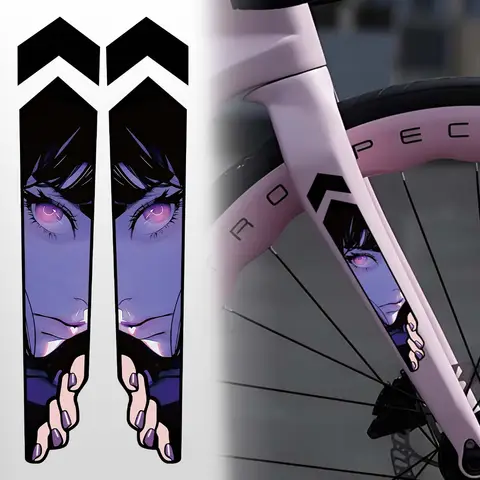 Anime Girl JDM Cycling Decor Stickers Bicycle Frame Top Tube Fork Text Vinyl Decals Accessories For Road Mountain Gravel Bikes