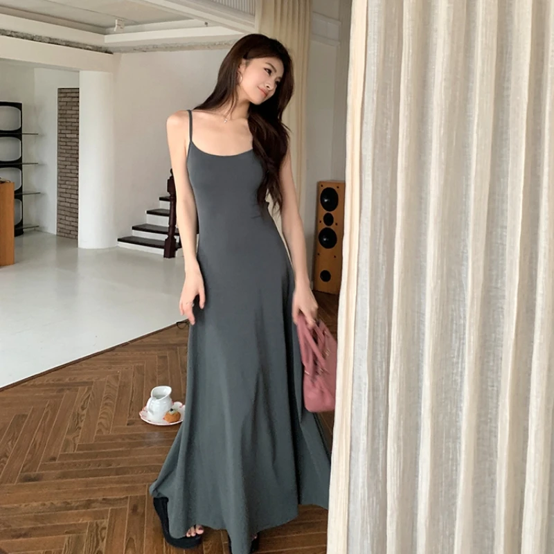 Sleeveless Dresses Women Defined Waist Korean Fashion Inner All-match Solid Sweet Spicy Girls Ins Chic Streetwear Backless Y2k