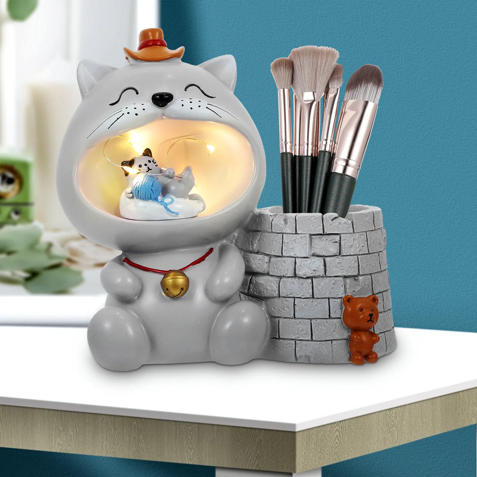Animal Pen Holder Cartoon Pencil Organizer Multi-Function Desktop Storage Box for Pens Brushes Remotes Daily Essentials Sturdy