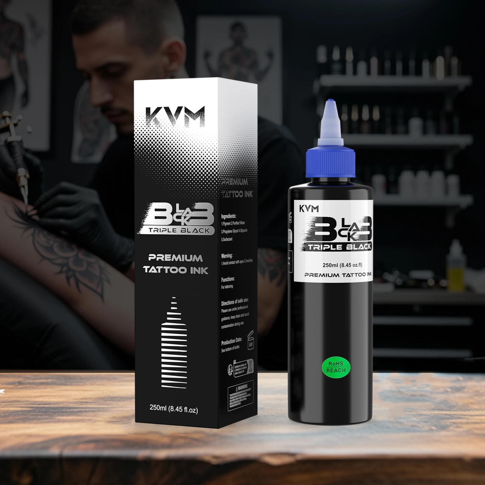 1Pcs 8oz Professional Black Tattoo Ink Pigment Permanent Body Art Paint for Tattoo Accessories Rich Color Tattoo Accessories