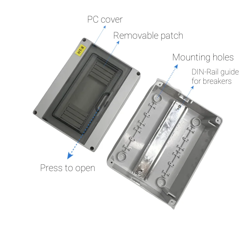 IP65-Verteilerkasten für DC-Leistungsschalter HT-2-24WAY PC / ABS-Kunststoff-Elektro-Anschlusskasten für den Außenbereich, Photovoltaik-Kommuntergehäuse