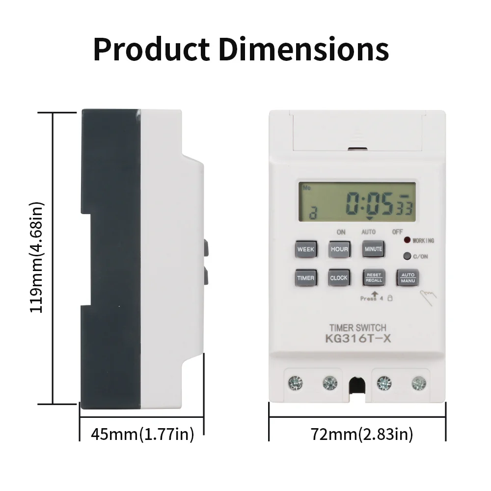 TNCE 30A Time Control Switch 220V for Street Lights, Advertising Boards, Water Pumps, Programming 30A Power Failure Timer module