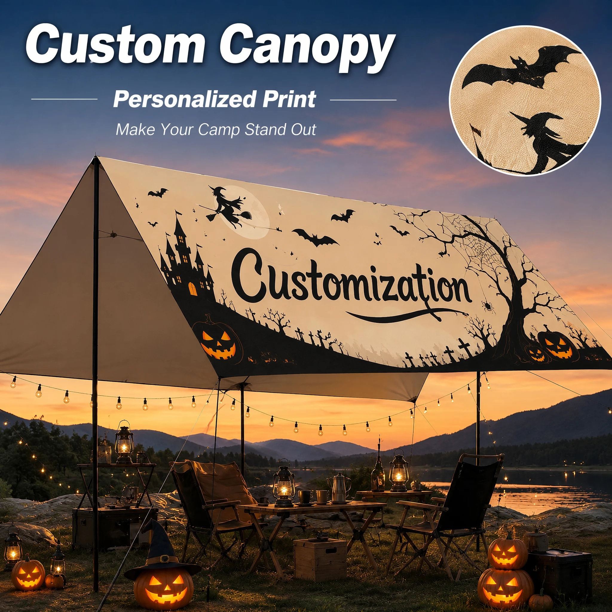 Personalized Halloween Outdoor Canopy Tent Custom Printed Waterproof Shelter Awning for Party Event Garden Yard Decoration
