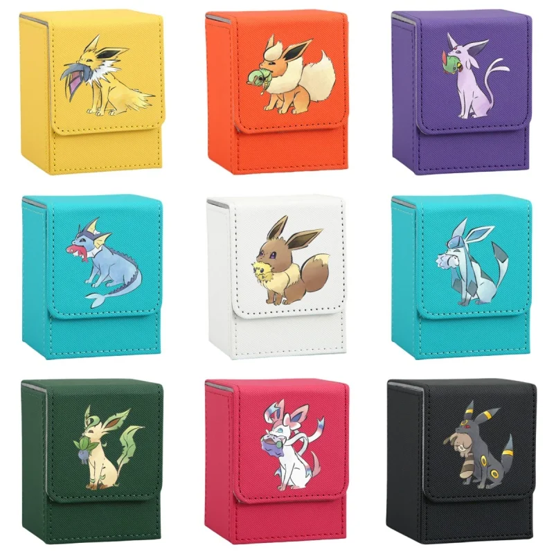 Anime Sylveon Card Case Umbreon Eevee Jolteon Vaporeon Flareon Espeon Ptcg Diy Leather Action Toy Figure Game Collection Box