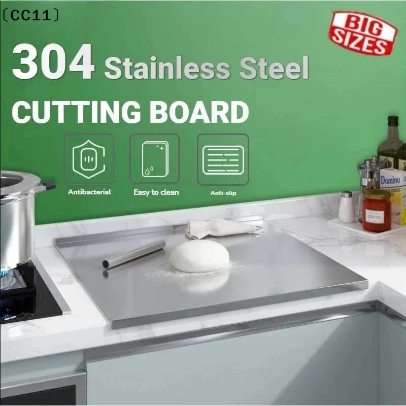 304Stainless Steel Baking Mat Kneading Rolling Bread Pizza Biscuits Dough Pastry Board Large Cutting Board Fruit Vegetable〔CC11〕