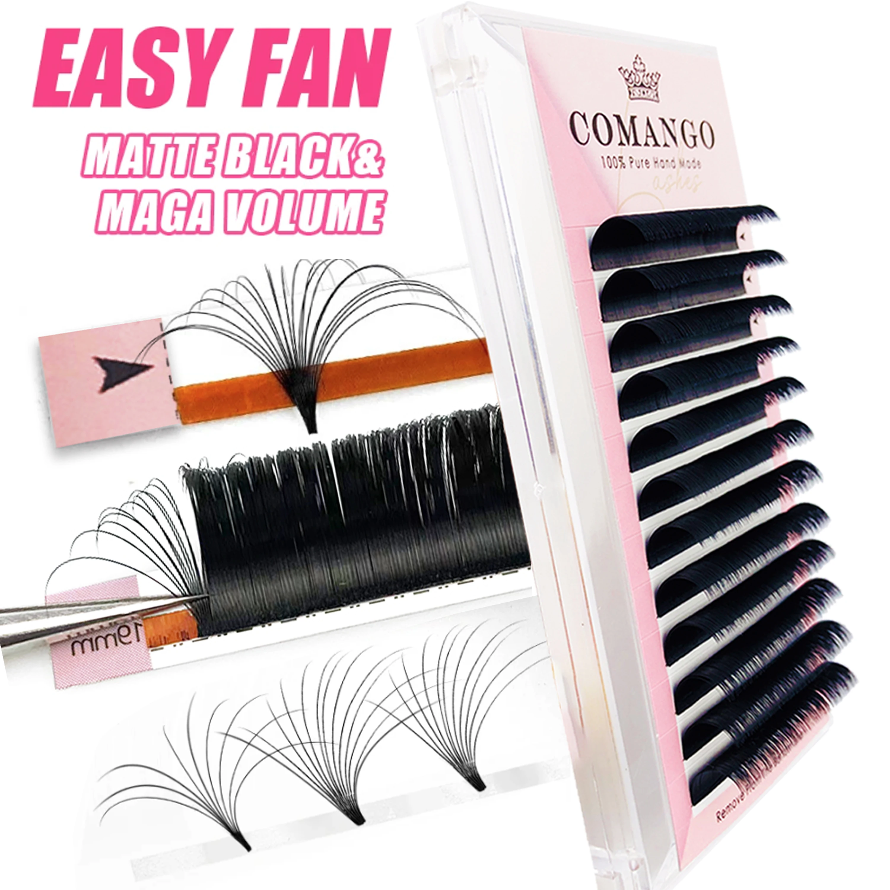 CoMango Extensão de cílios de leque fácil DIY 2d/3d/4d/10d Faux Mink Blooming Extensões de cílios 0,03/0,05/0,07 cílios de maquiagem