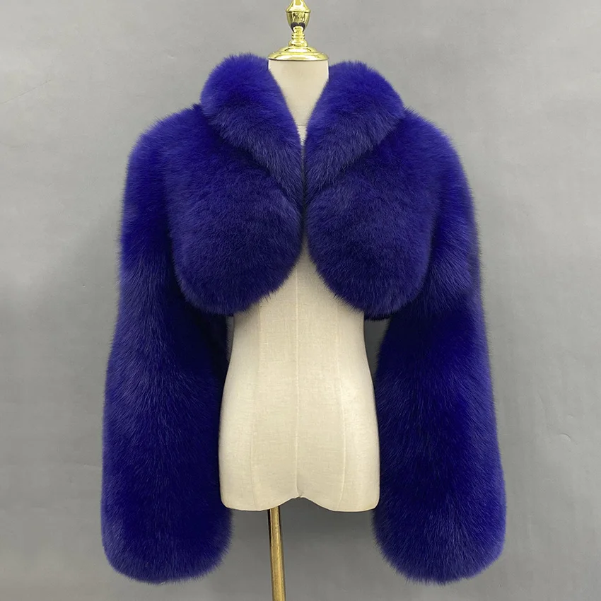 JANEFUR Women Real Fox Fur Short Coat Natural Fur Coats Girls Party Jackets Y2K Winter Lady Fox Fur Top Custom JFB1-23014