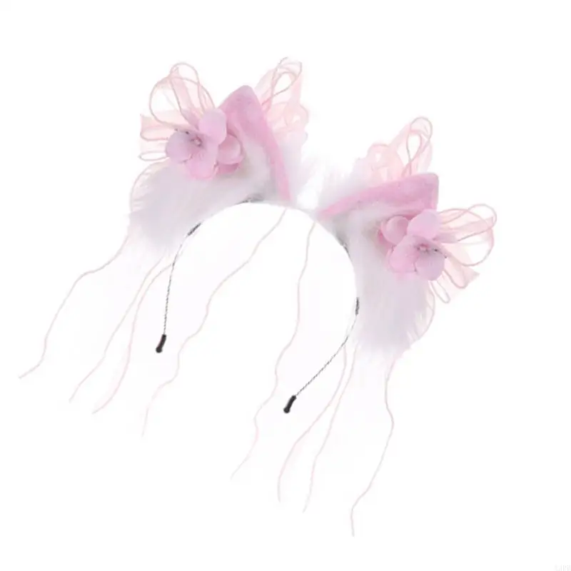 Harige Dierenoor Haarband voor Vrouwen Meisje Cosplay Anime Evenement Dressingup Hoofddeksels Fursuit Kostuum Props Accessoires