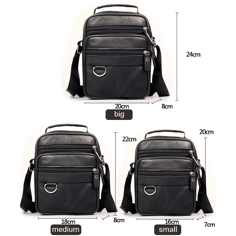 Saco do mensageiro do couro genuíno para homens, Sacos De Ombro Crossbody, Saco De Negócios Masculino