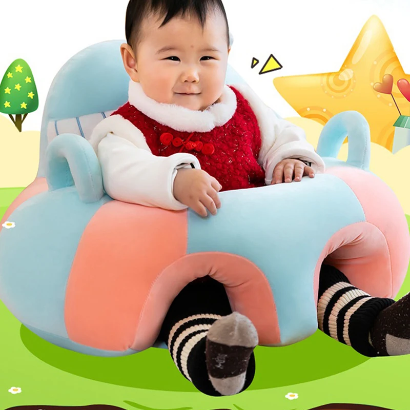 Juste de siège de soutien de canapé pour bébé, chaise en peluche pour apprendre à s'asseoir, chaise confortable, bouffée de accent de dessin animé, chaise longue lavable au sol pour tout-petit