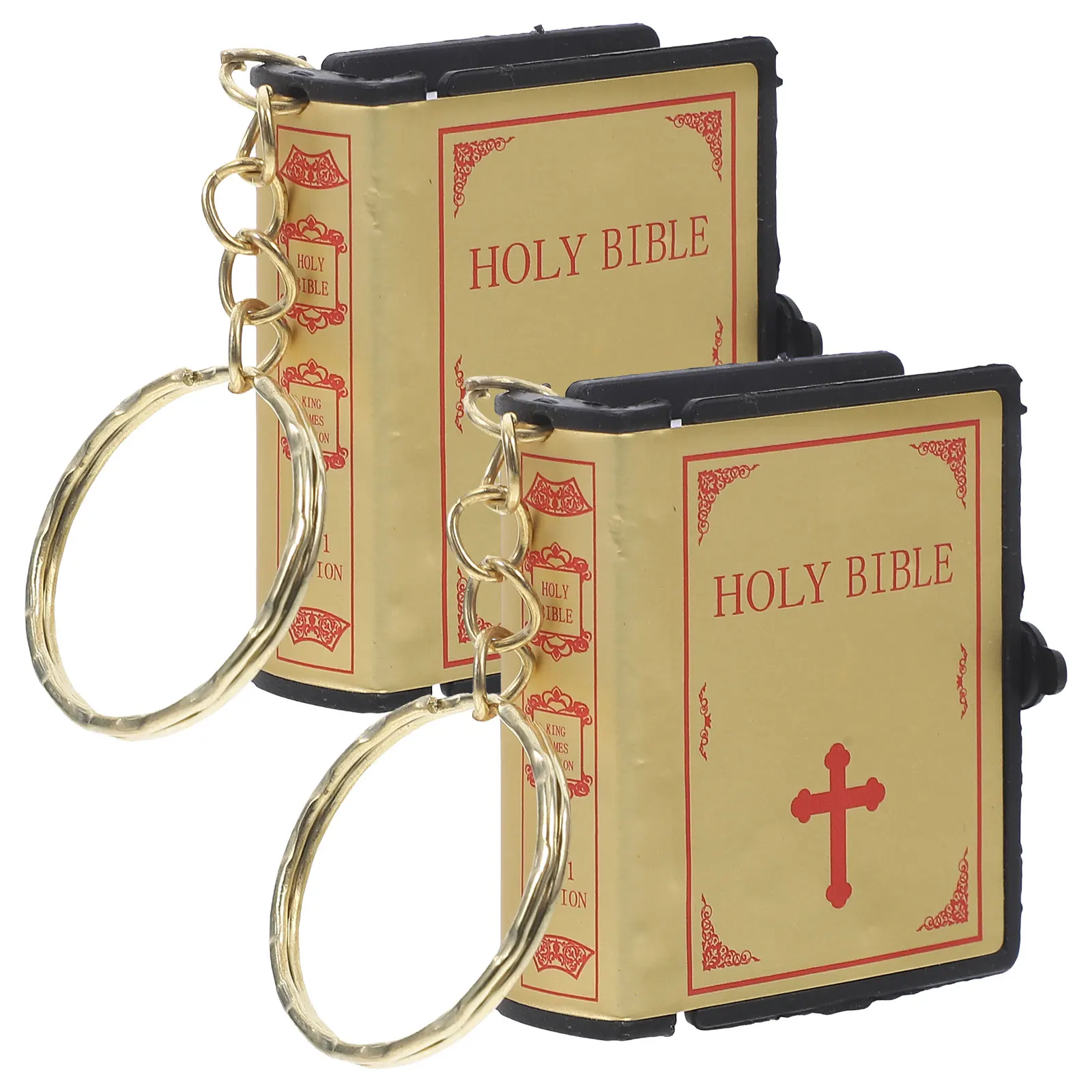 

2pcs Bible Keychain Mini Book Pendant Religious Key Ring Decorative Keychains For Bag Wallet Phone Car Lightweight Ornament