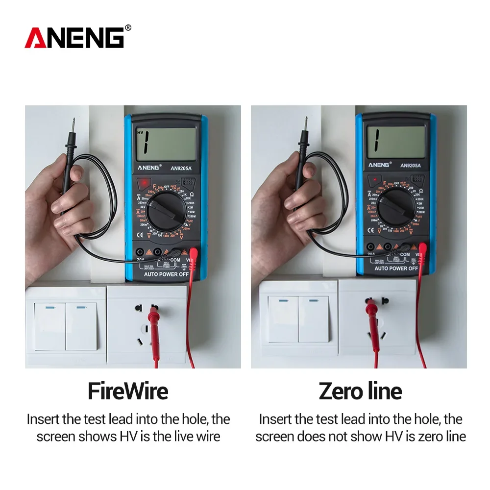 ANENG AN9205A Digital Multimeter 1999 Counts True RMS Auto Meter Electrical Capacitance Meter Temp Resistance Multitesters Tools